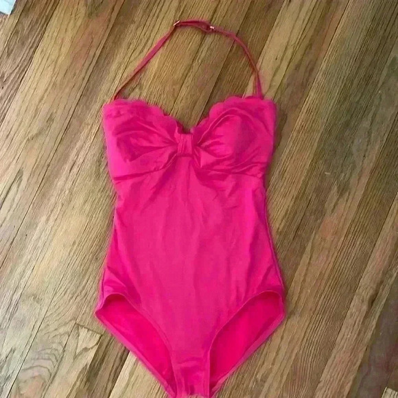Kate Spade one piece, pink, halter swim suit; size M (S79202) - Picture 1 of 9